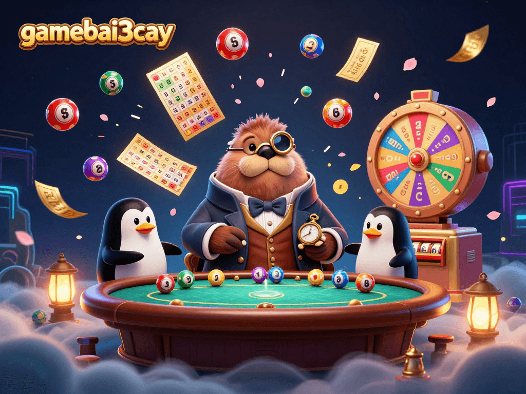 gamebai3cay plunges into an underwater poker game with vibrant elements and animated characters