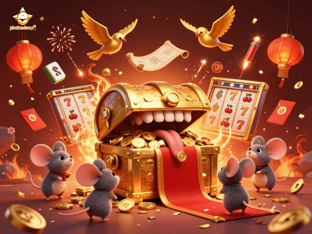 Engage in thrilling gameplay with pinatawinsslot as playful mice discover treasures from a treasure chest.