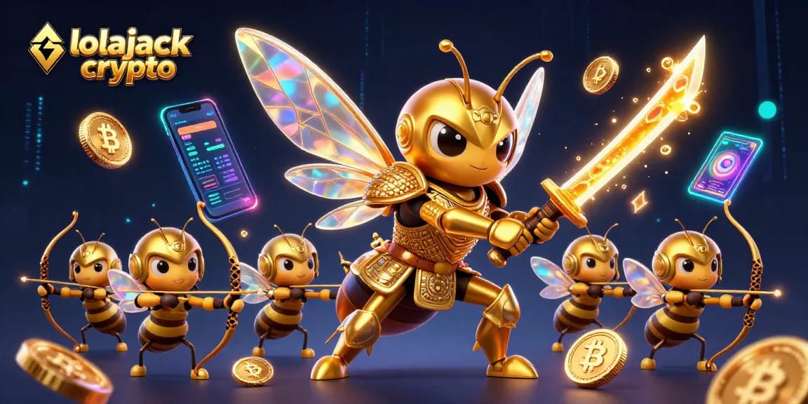 Win big with lolajack crypto as you engage in an electrifying casino battle scene featuring dynamic characters and digital currency!