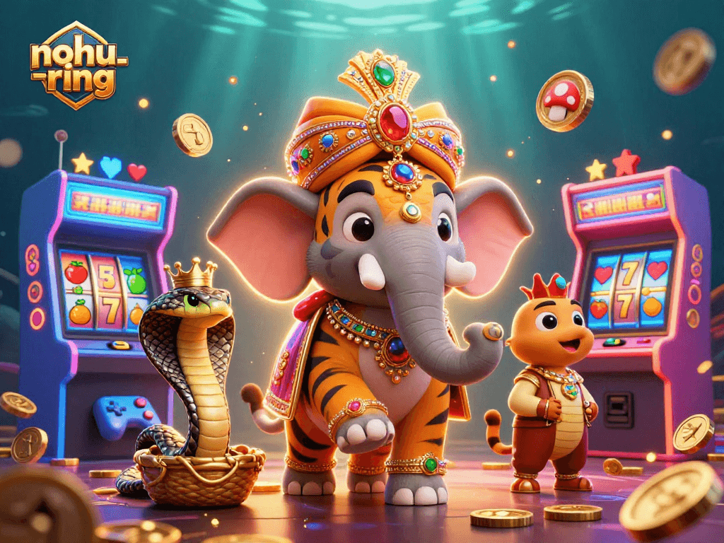 Experience the excitement of nohu-ring with a vibrant scene showcasing a maharaja tiger and game elements.