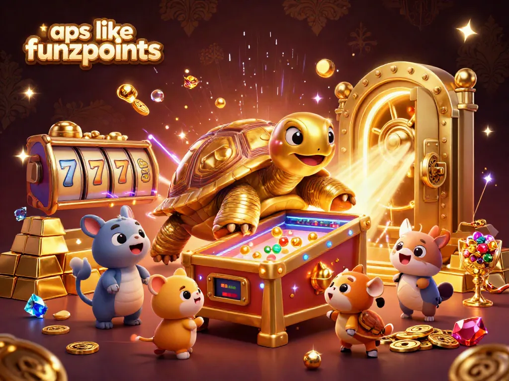 Experience thrilling gameplay with apps like funzpoints featuring a golden tortoise pinball machine and jackpots.