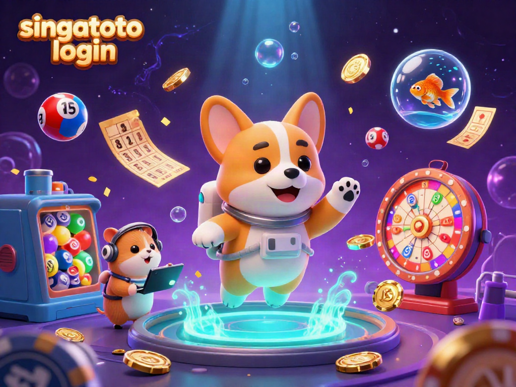 Join the vibrant action with singatoto login in this ultra-detailed 3D illustration of a casino space adventure.