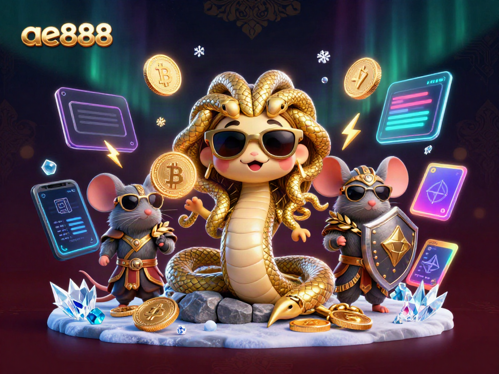 Experience exciting gaming at ae888 with dynamic characters and crypto elements in an engaging casino scene.