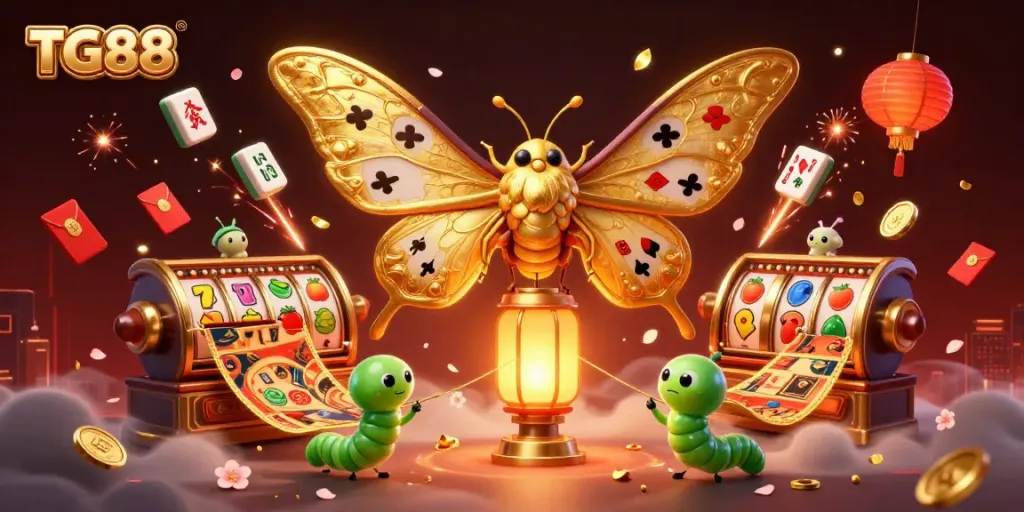 Experience thrilling casino adventures with TG88 amid vibrant games and illuminated characters.