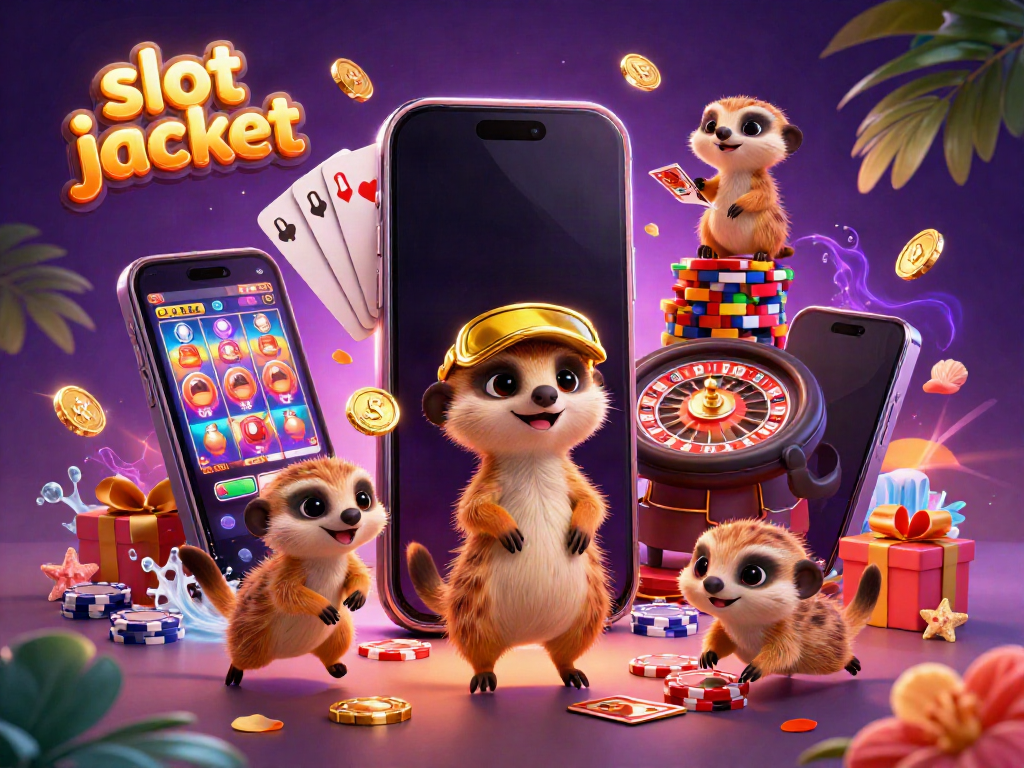 Engage in fun with slot jackpot excitement as animated meerkats run a vibrant casino.