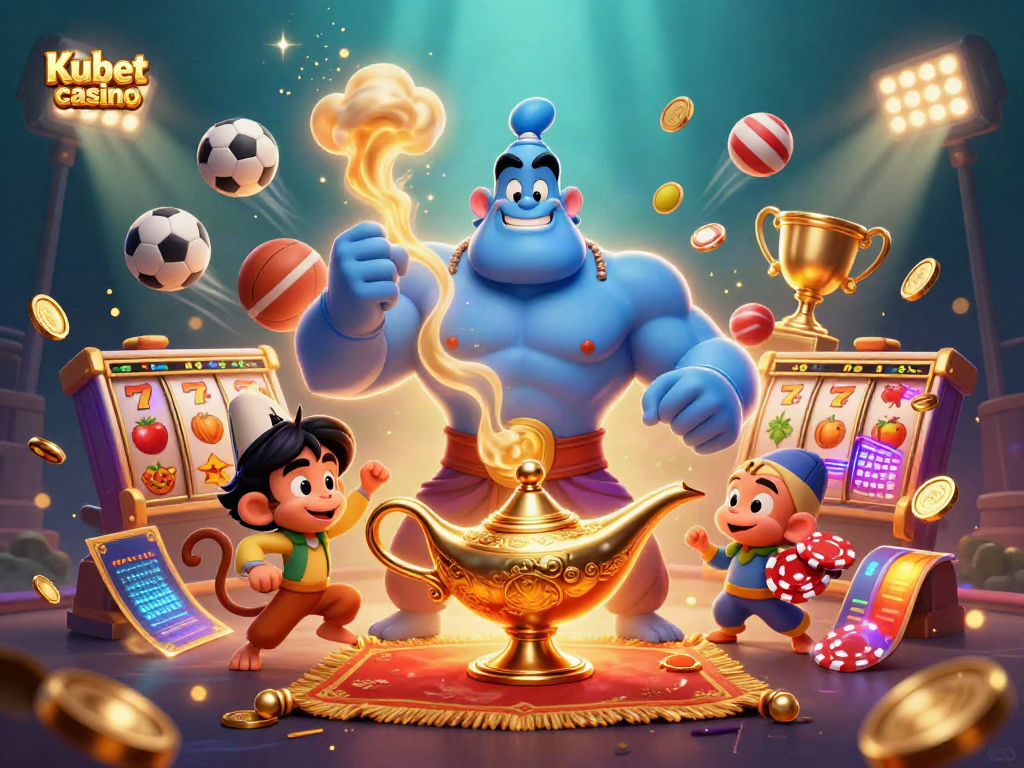 Experience excitement at Kubet casino with vibrant slot and poker visuals in 3D
