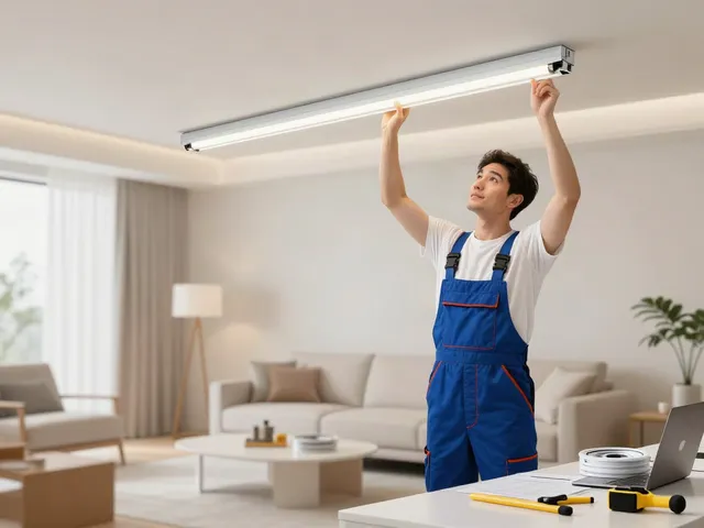 Banda led cob instalată de un profesionist în servicii de iluminat LED.