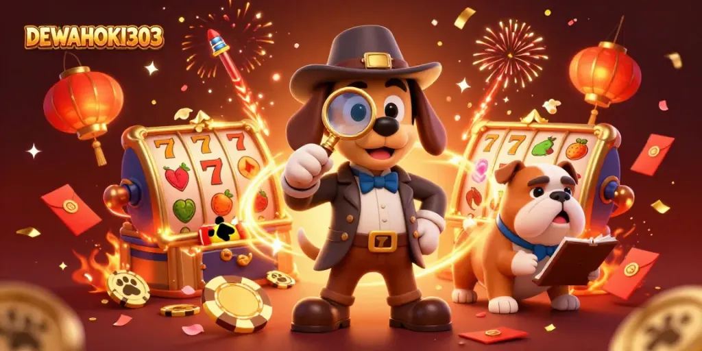 DEWAHOKI303 mengungkap petualangan menarik dalam dunia perolehan jackpot slot dengan karakter detektif konyol di sekitarnya.