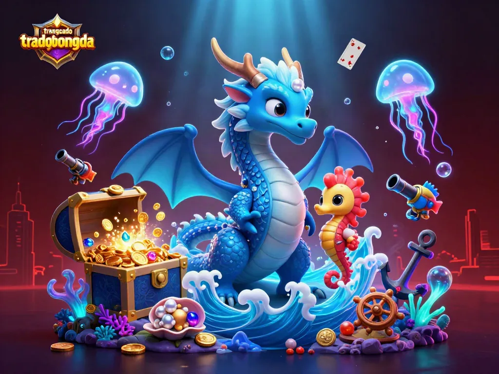 Experience thrilling bets on trangcadobongda, as a majestic dragon and seahorse knight unveil underwater treasures and glowing jellyfish.