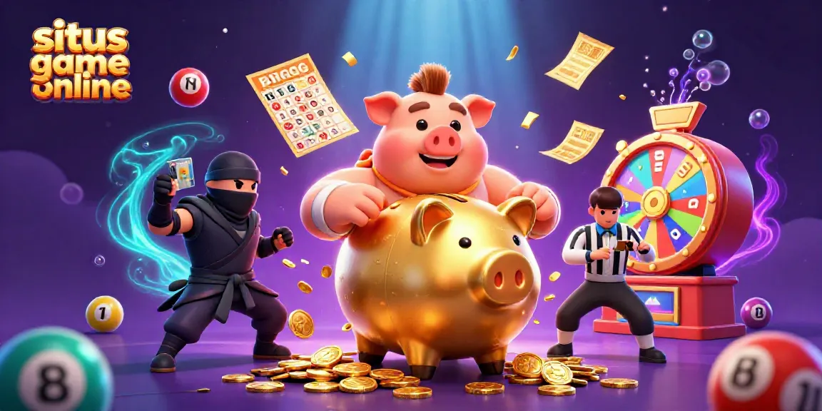 Join the fun with situs game online featuring a dynamic scene of playful characters amidst colorful lottery elements.