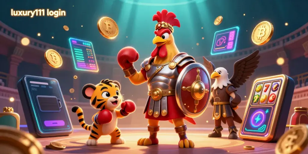 Engage with luxury111 login while enjoying a vibrant 3D casino scene filled with slot elements.