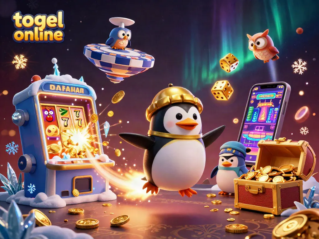 Menangkan togel online dengan ilustrasi kasino berwarna-warni dan berenergi.