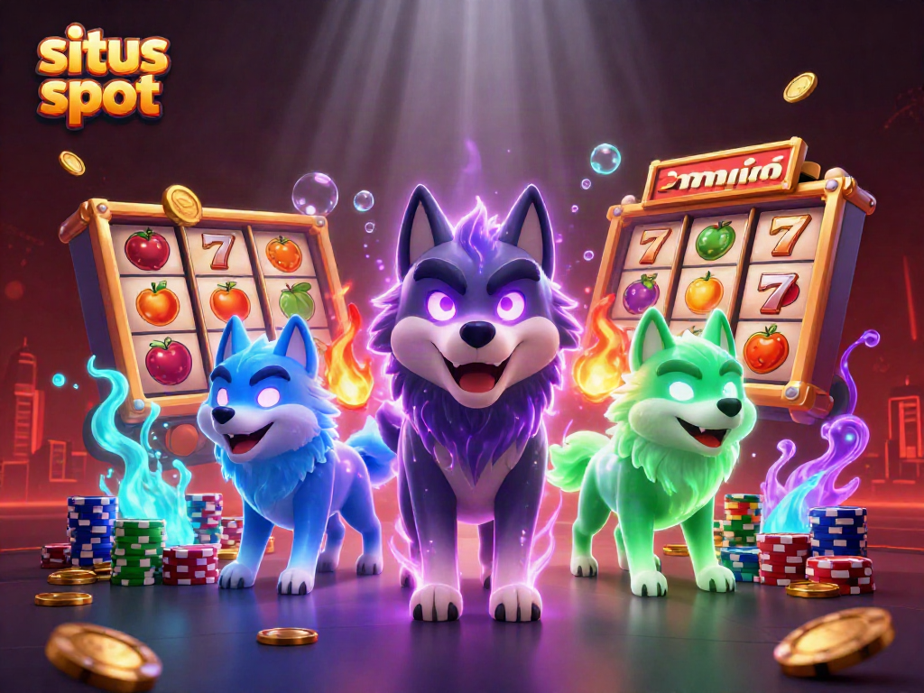 Playing slots at situs slot with ghostly wolves and vibrant elements filling the scene.