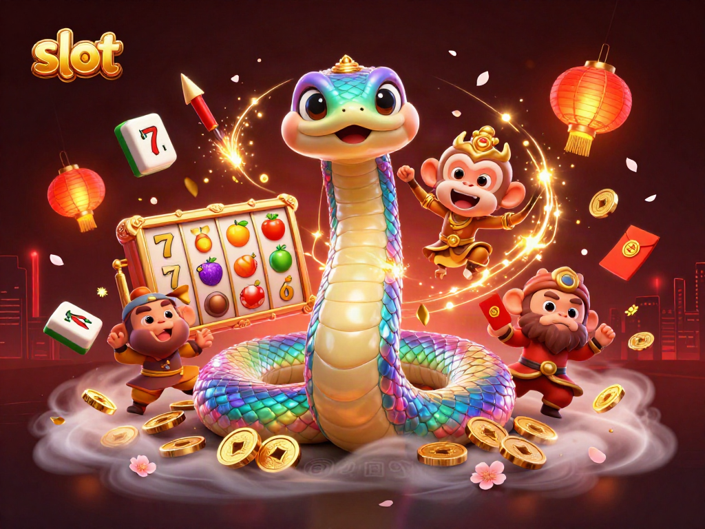 Spin the slot reels with vibrant characters and magical elements in this dynamic casino scene.