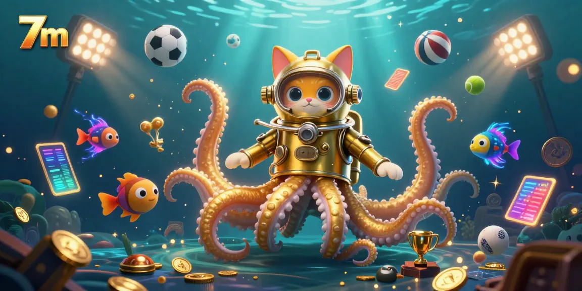 Betting on results with 7m’s vibrant illustration showcasing a kraken and immersive sports elements.