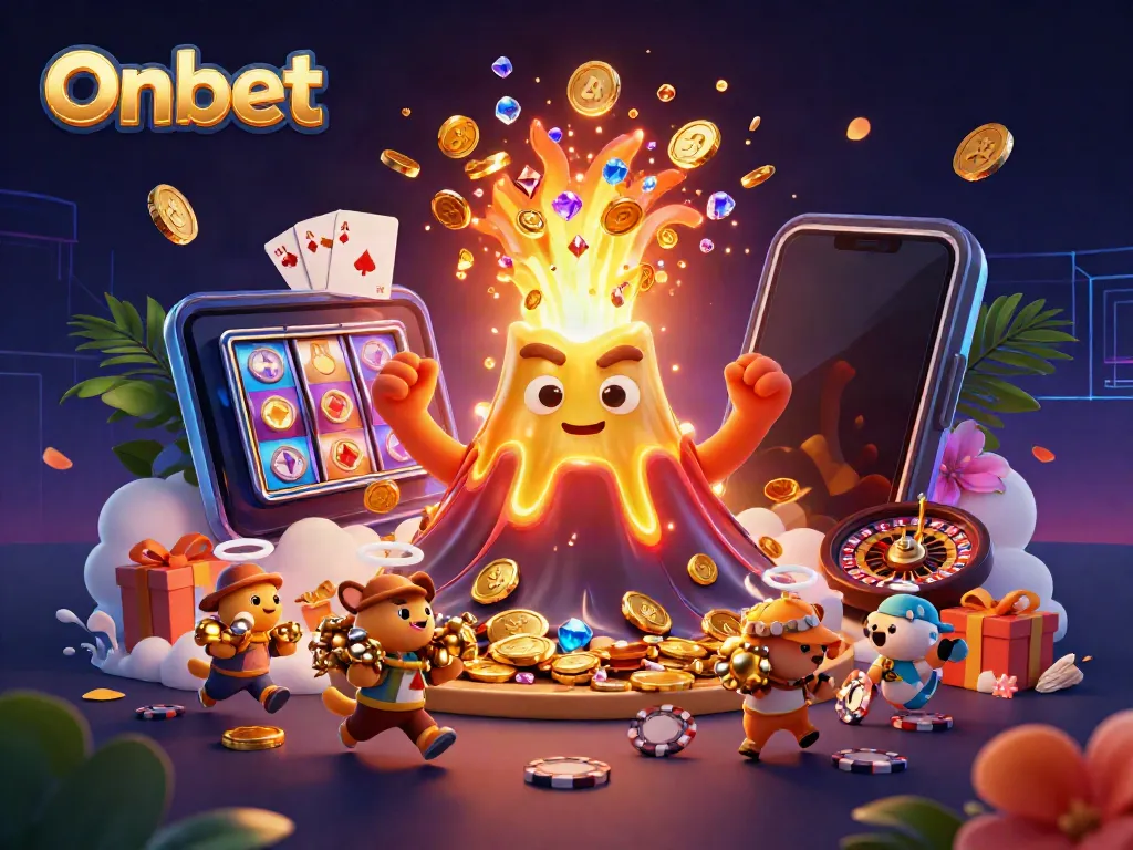 Engage in thrilling adventures with Onbet as the volcano erupts treasures and slots spin luxuriously.