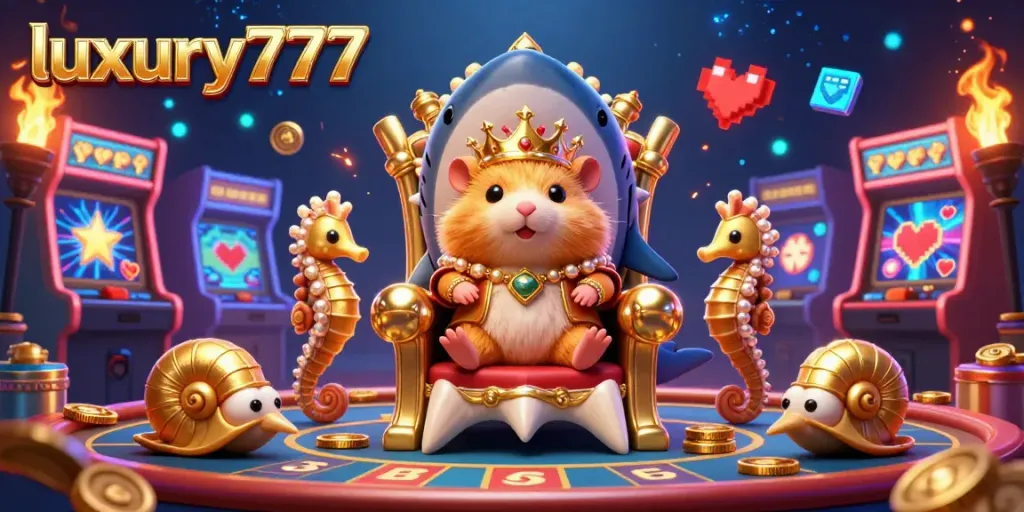 Experience the excitement of luxury777 with action-packed gaming elements and vibrant characters in this dynamic illustration.