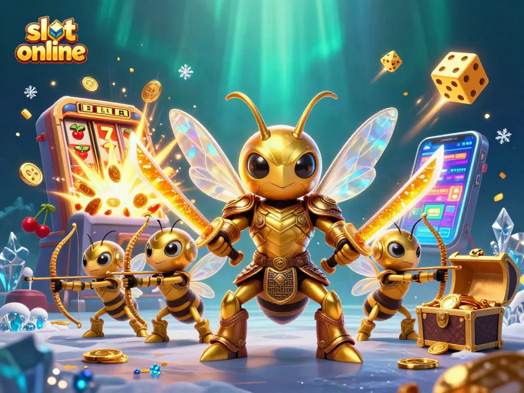 Experience the thrill of slot online with this vibrant scene featuring dynamic characters and casino elements.