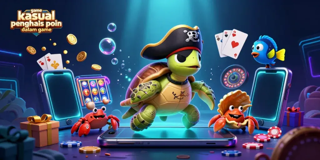 Menghasilkan poin dalam game kasual dengan karakter unik di dunia virtual kasino.