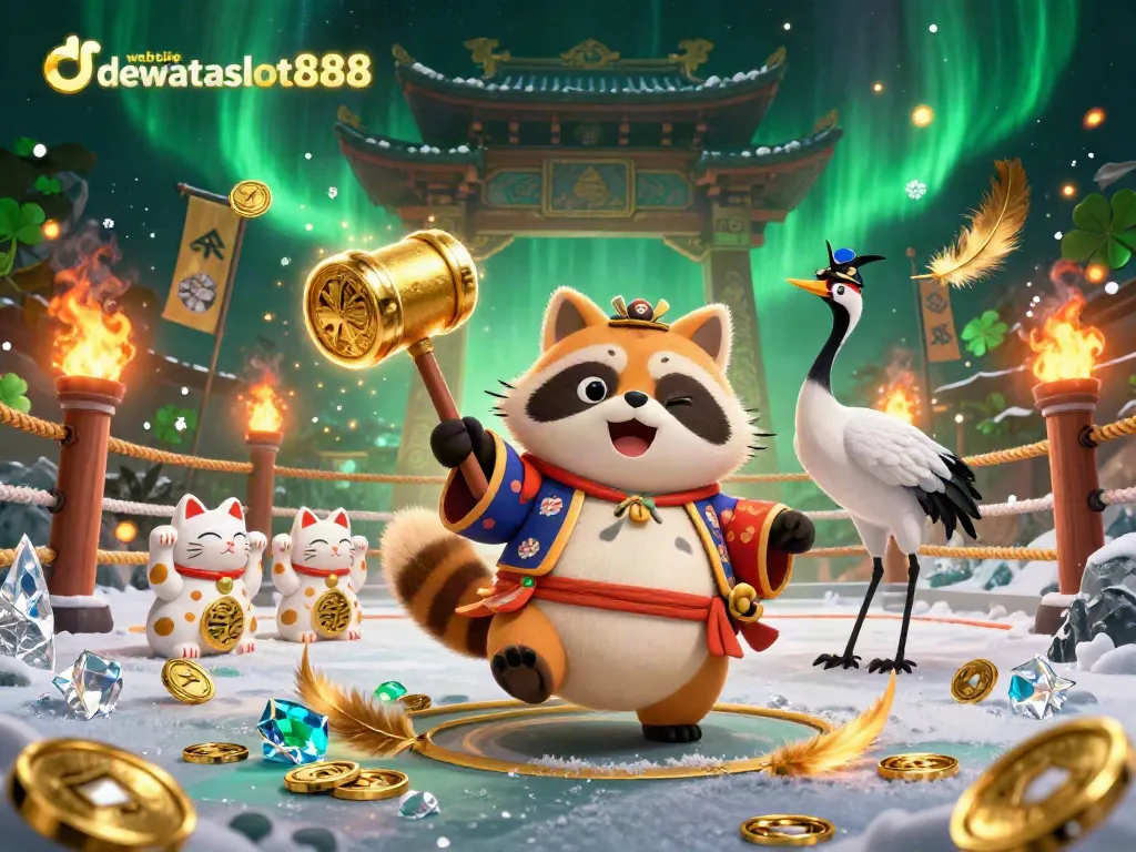 Menyusun strategi bermain di website dewataslot888 dengan ilustrasi karakter ceria di latar belakang unik.