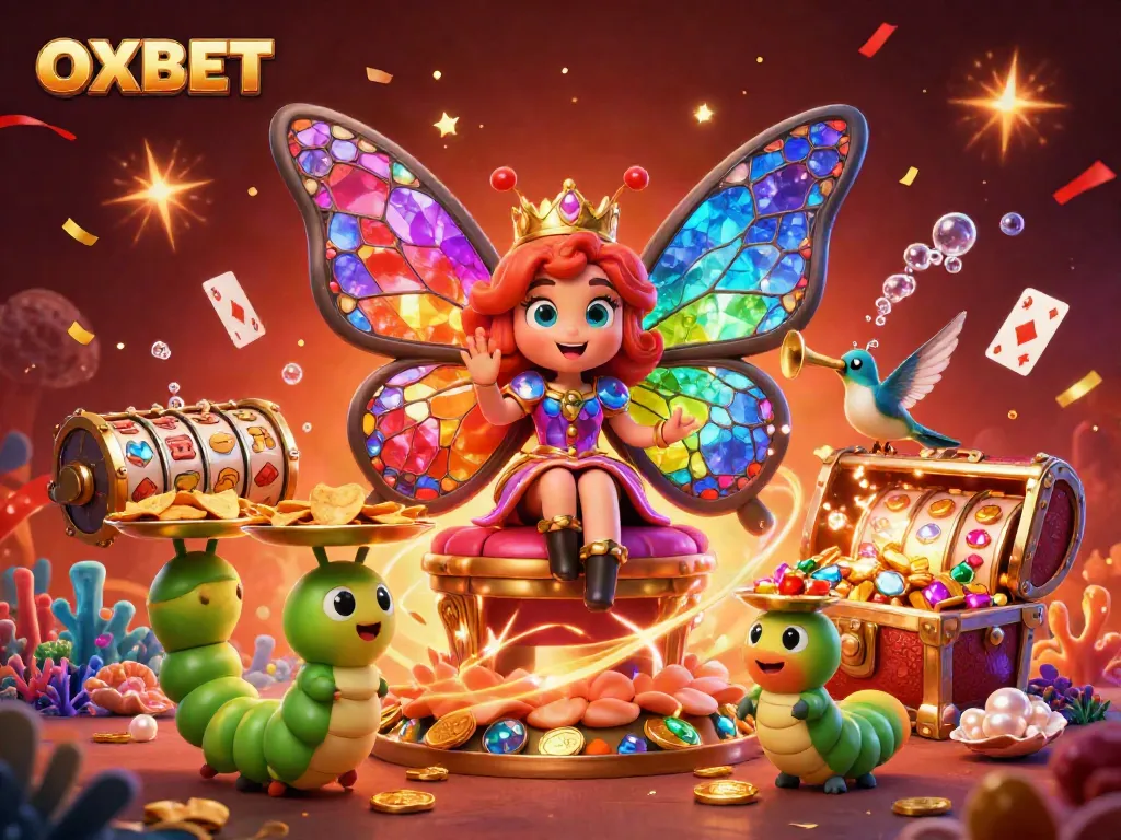Experience the thrill of OXBET with vibrant colorful graphics showcasing the dynamic casino elements.