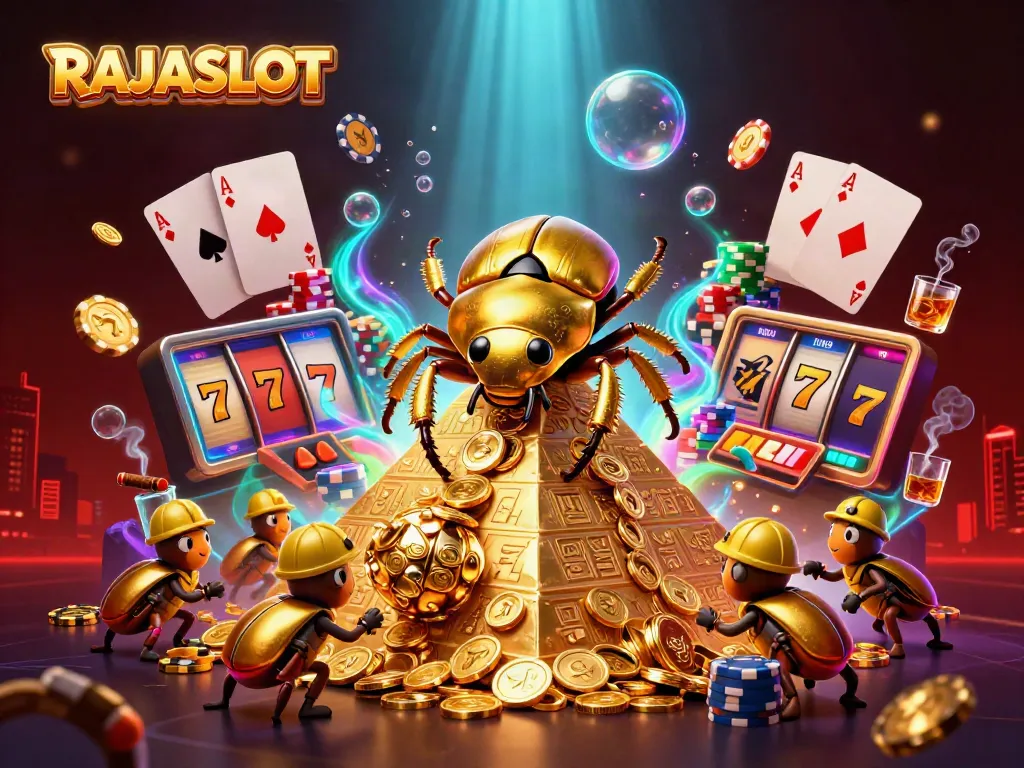 RAJASLOT menghidupkan keseruan permainan slot dengan karakter unik dan simbol kasino yang menawan.