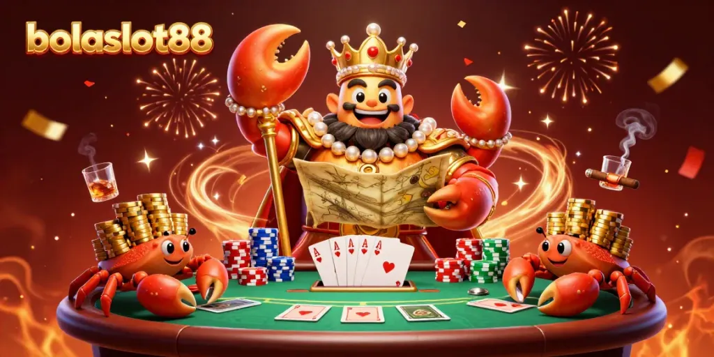 Experience thrilling gameplay with bolaslot88 as the golden crab emperor reigns over vibrant poker action and treasure-filled adventures.
