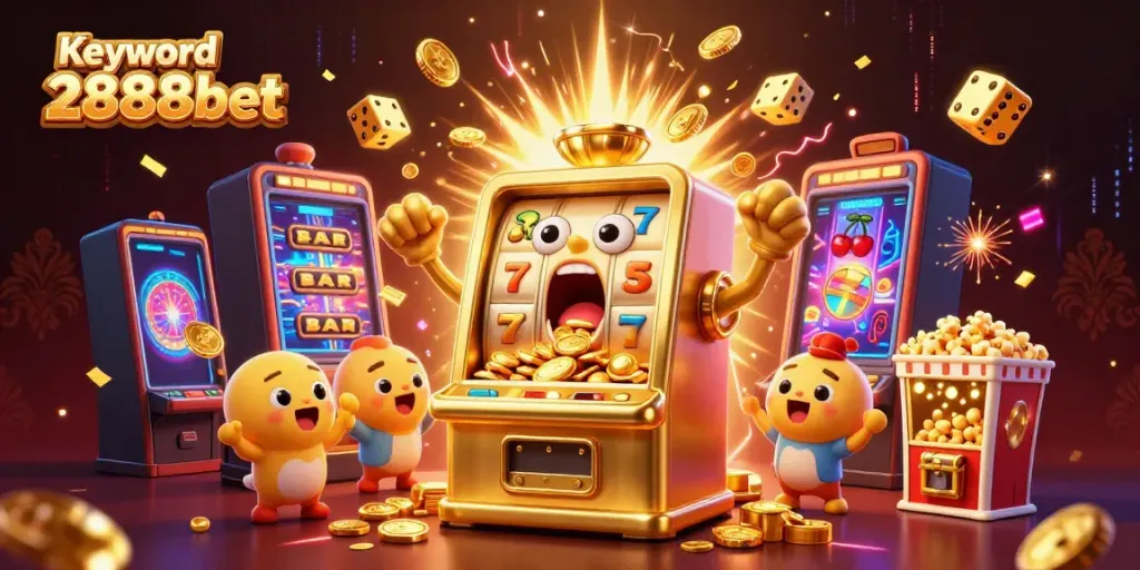 Play thrilling games at Keyword 2888bet as slot machines burst with coins and excitement.