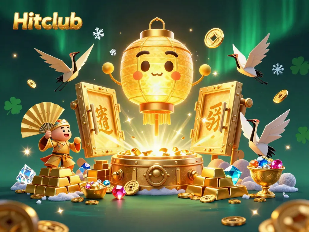 Experience winnings and excitement at Hitclub, the vibrant casino scene filled with treasures and lucky symbols.