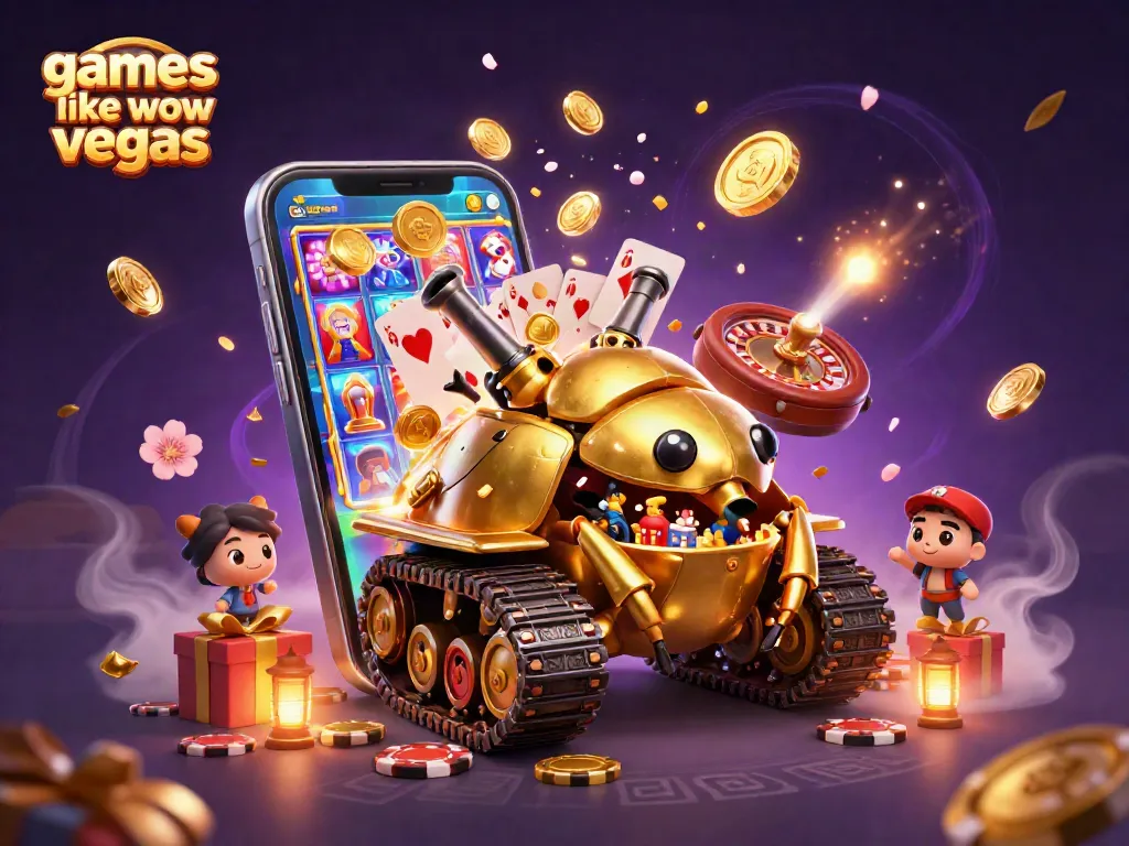 Play thrilling games like wow vegas with vibrant casino-themed characters and elements in this engaging scene.