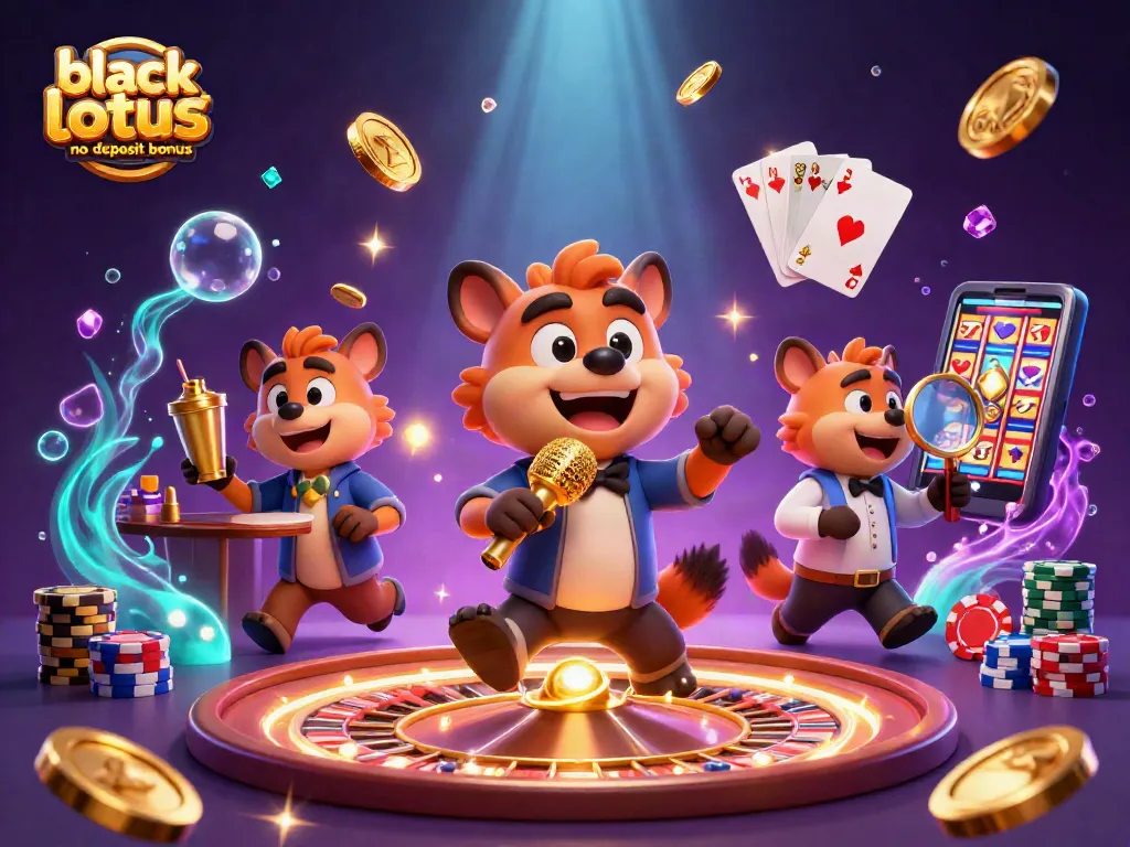 Experience the thrill of casino entertainment with black lotus casino no deposit bonus featuring animated hyenas in a festive setting.
